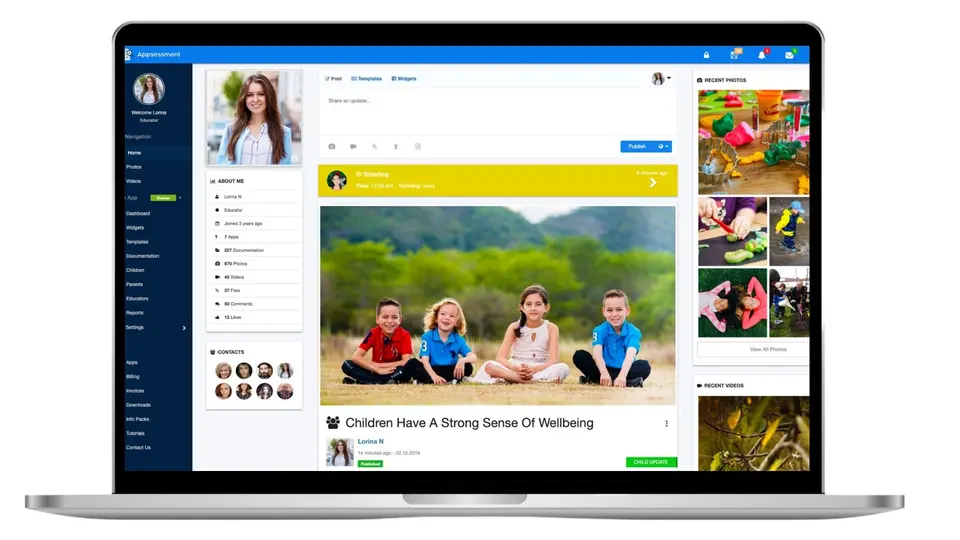 Appsessment childcare documentation software home screen